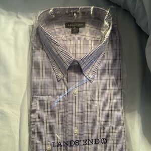 Lands' End Men's Purple Checkered Shirt